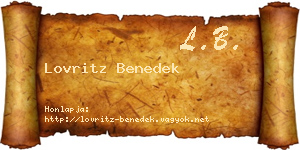 Lovritz Benedek névjegykártya